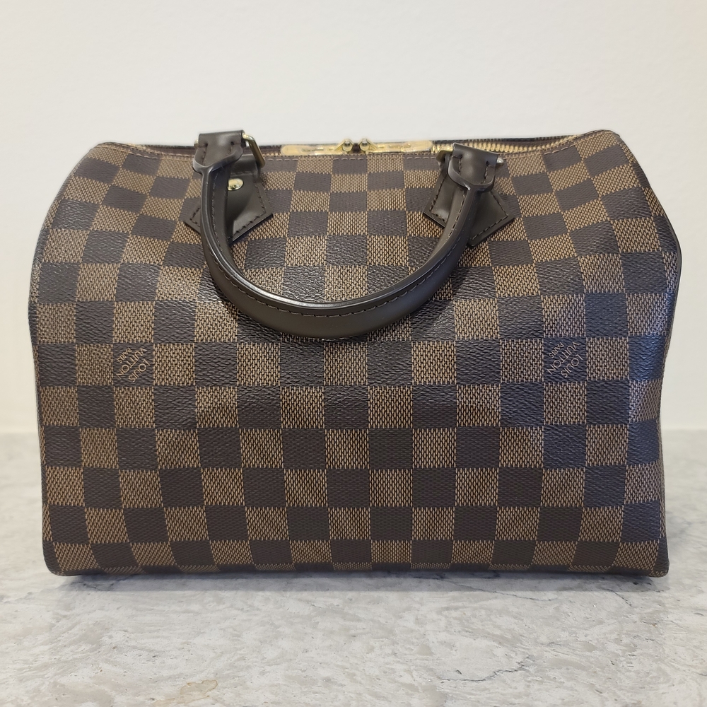 Brown Checkered Handbag Speedy 25 - Picture 10 of 11